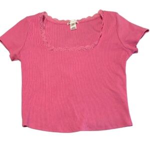 NWOT Bozzlo Pink Lace Trim Women's Top